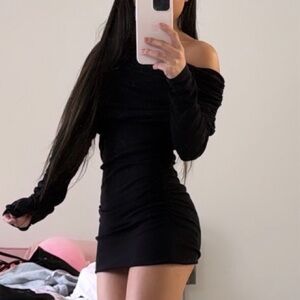 Zara Black Off-Shoulder Mini Dress